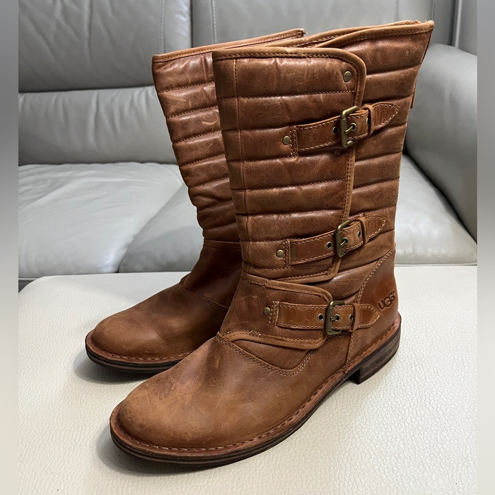 NWT - UGG Women's Tatum 3 Buckle Leather Biker Boots - EU 40/US 9